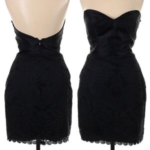 Size 10 - noir by Lazaro black jacquard embroidered cocktail strapless dress